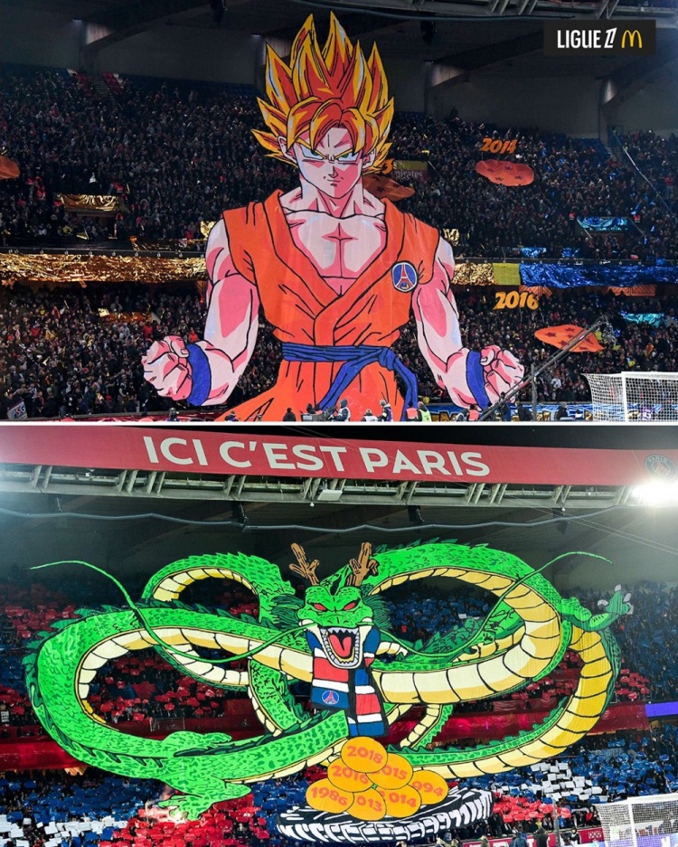 逝世一周年，法甲官推曬昔日巴黎主場龍珠TIFO：鳥山明經(jīng)典永存